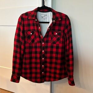 Plaid Red and Black Button Down Shirt